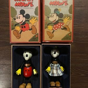 Mickey and Minnie Fun -E- wooden dolls